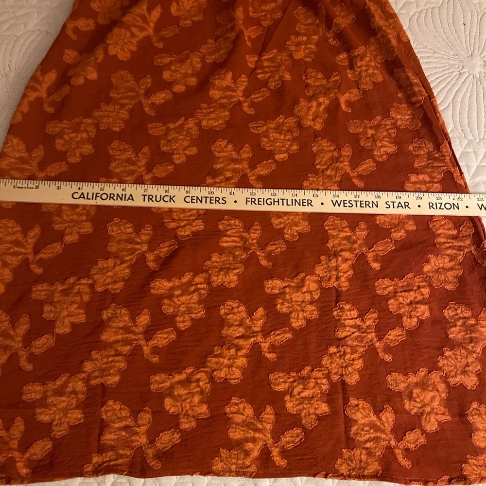 Elegant Floral A-Line Skirt in Orange - Picture 6 of 8